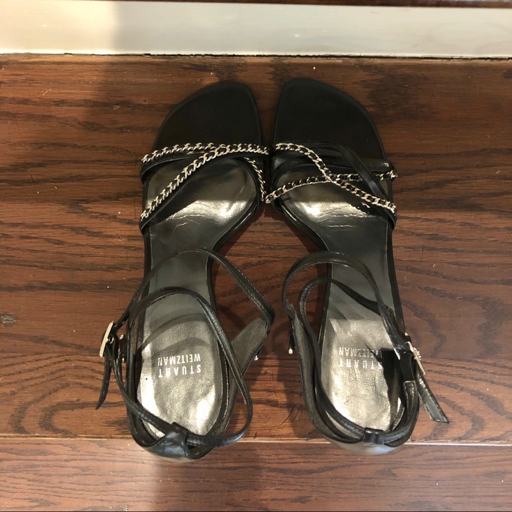 Black heels with silver chains